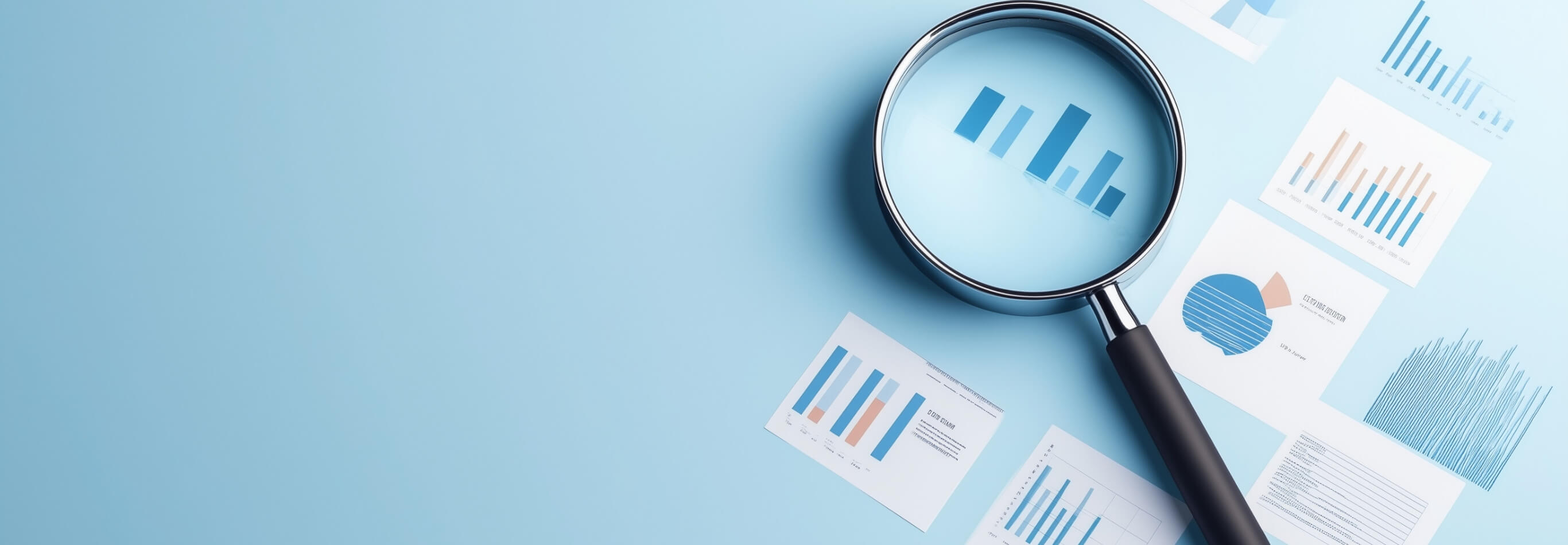 書類と虫眼鏡の画像